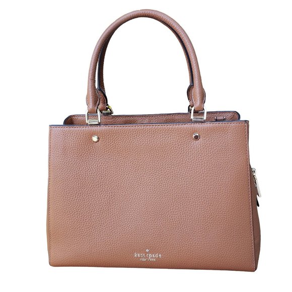 Kate Spade Handbags - KATE SPADE Leila Satchel Crossbody Pebbled Leather Warm Gingerbread